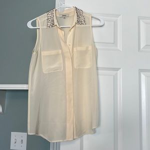 Madewell Silk Blouse with Rhinestone Collar
